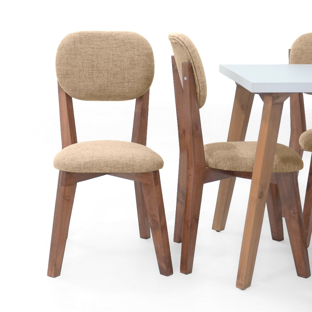 Set de Comedor Lugo Matiz con 4 Sillas de Comedor Adela Tela Beige