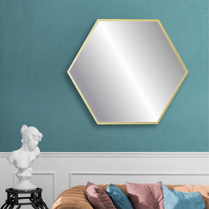Espejo de pared - mdf - hexa dorado