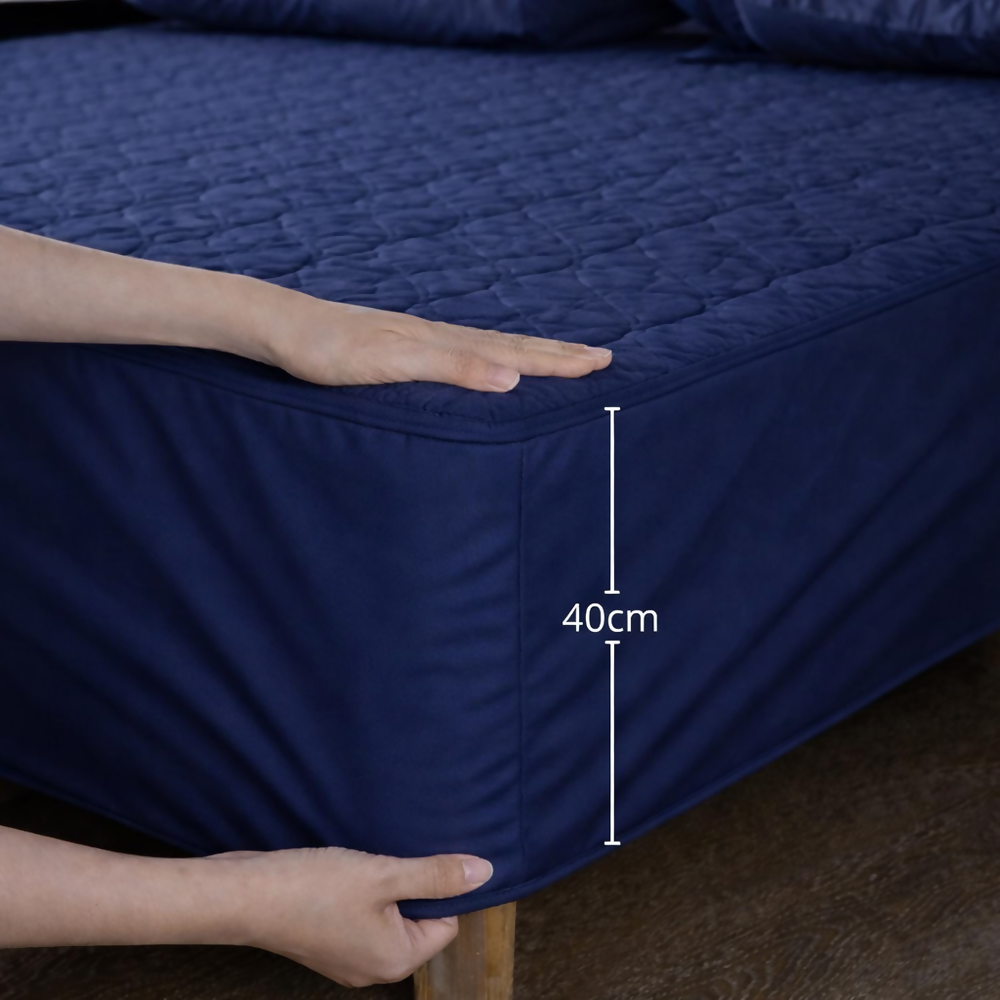 Protector colchon doble acolchado azul 140x190cm