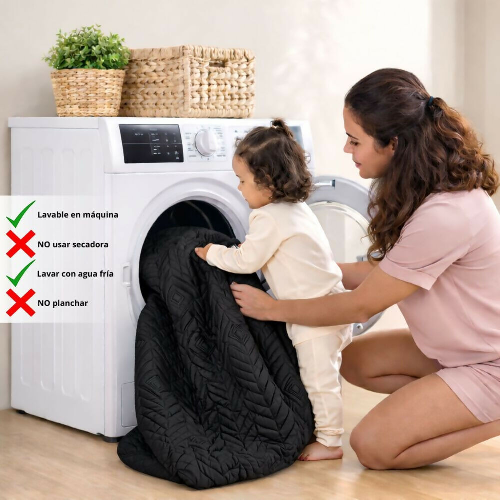 Combo protector colchon queen antifluido negro 160x190cm