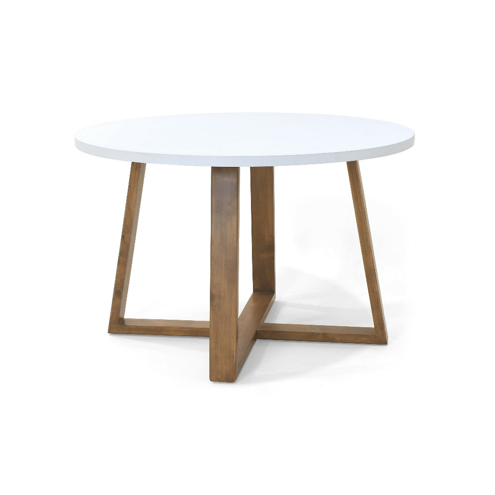 Set de Comedor Maine Redondo con 4 Sillas Saudi Tela Beige