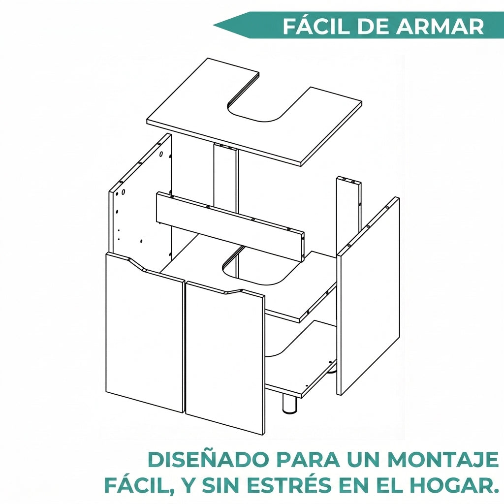 Mueble para Lavamanos Marlo, Kronos Fresno y Kronos Blanco, No Incluye Lavamanos