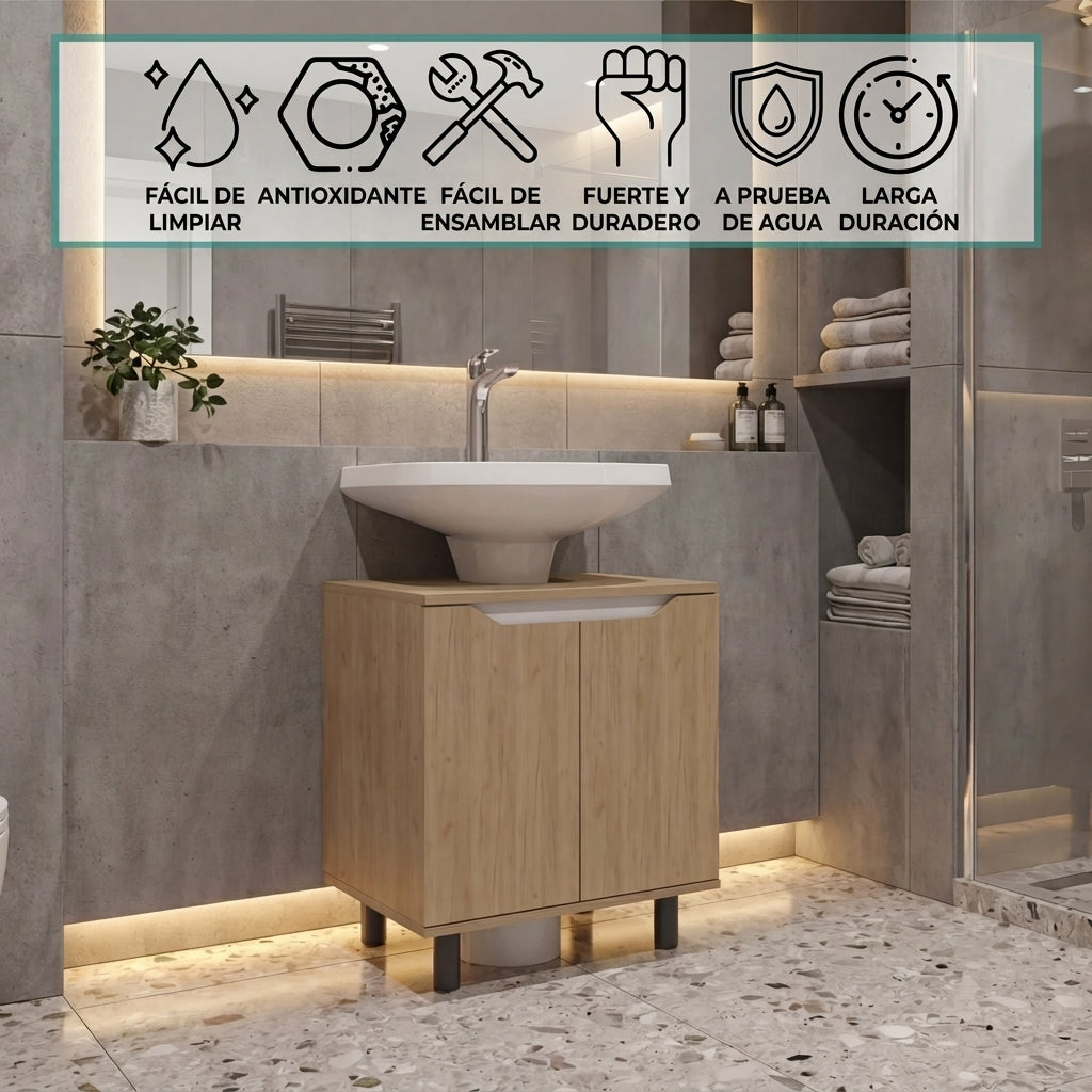 Mueble para Lavamanos Marlo, Kronos Fresno y Kronos Blanco, No Incluye Lavamanos