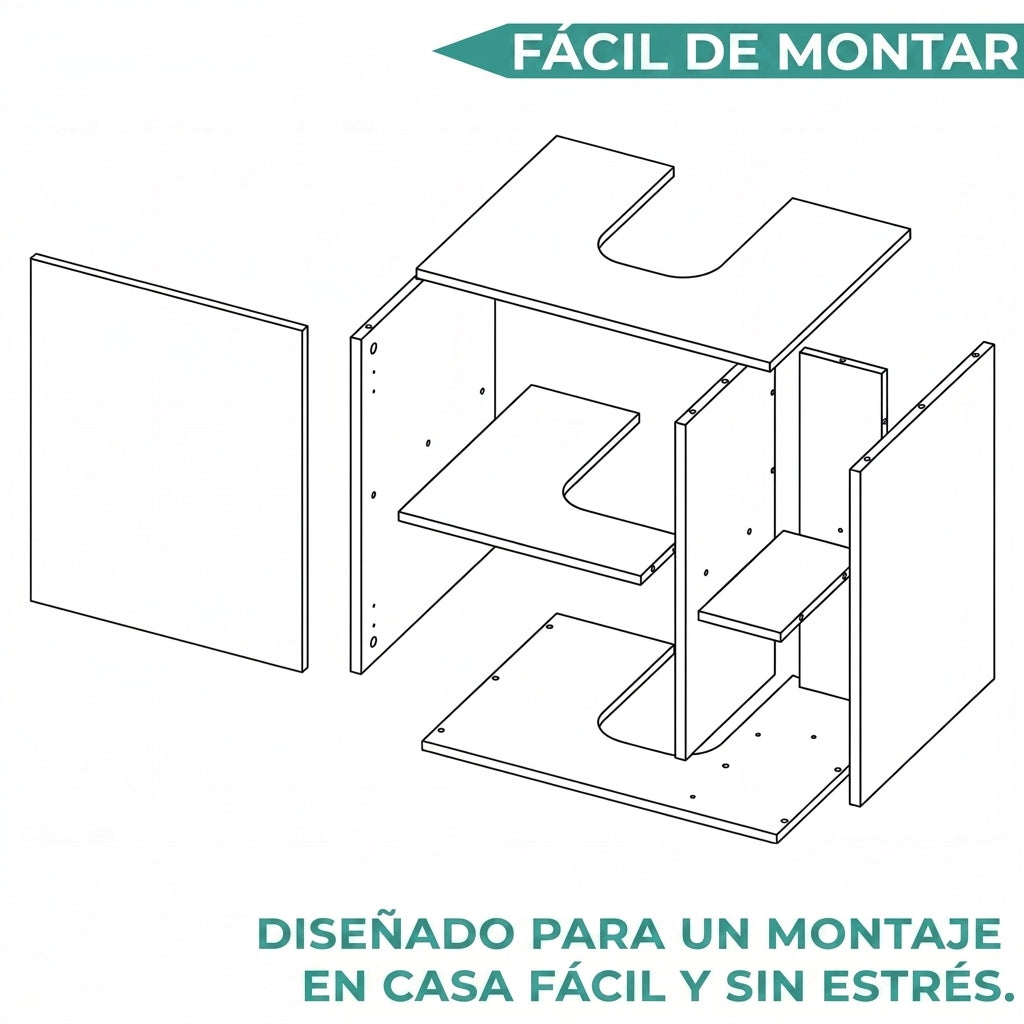 Mueble Para Lavamanos Pascuale, Blanco Duqueza y Fresno Europeo, No incluye Lavamanos ZF
