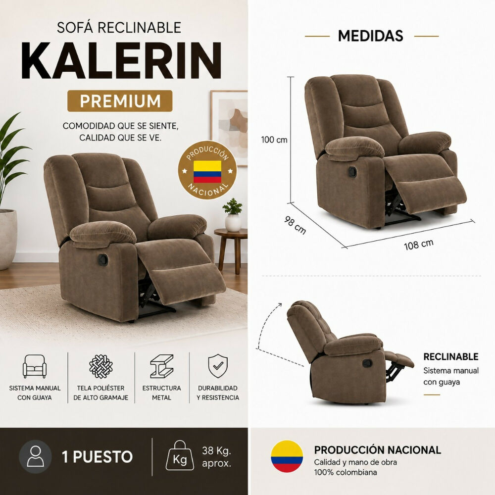 Silla Reclinable Beige Kalerin Microfibra