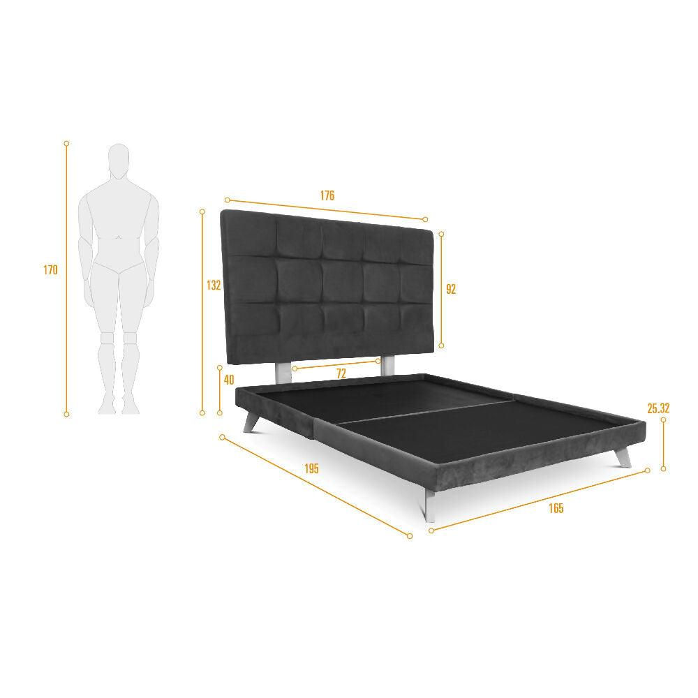 Set Cabecero Capitoneado Brend y Basecama Queen Gris