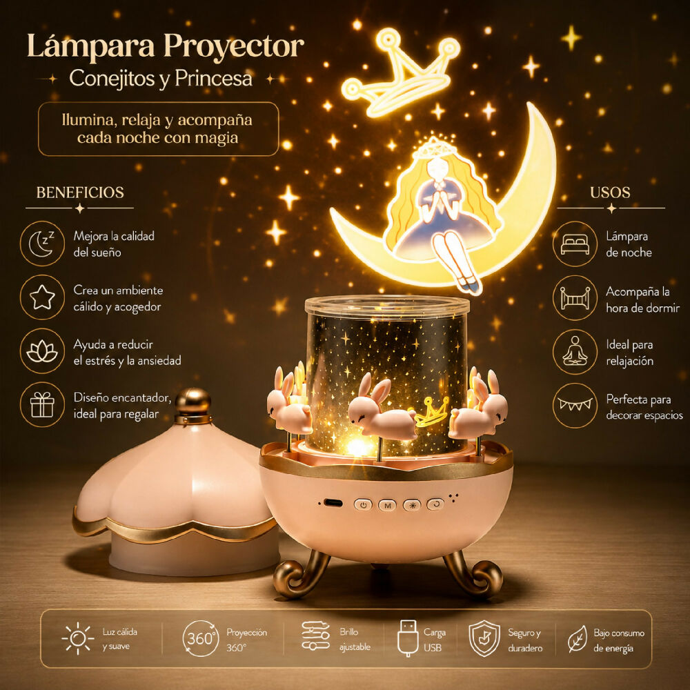 Proyector Luz De Noche Carrusel WH-E11 Lámpara Infantil Recargable