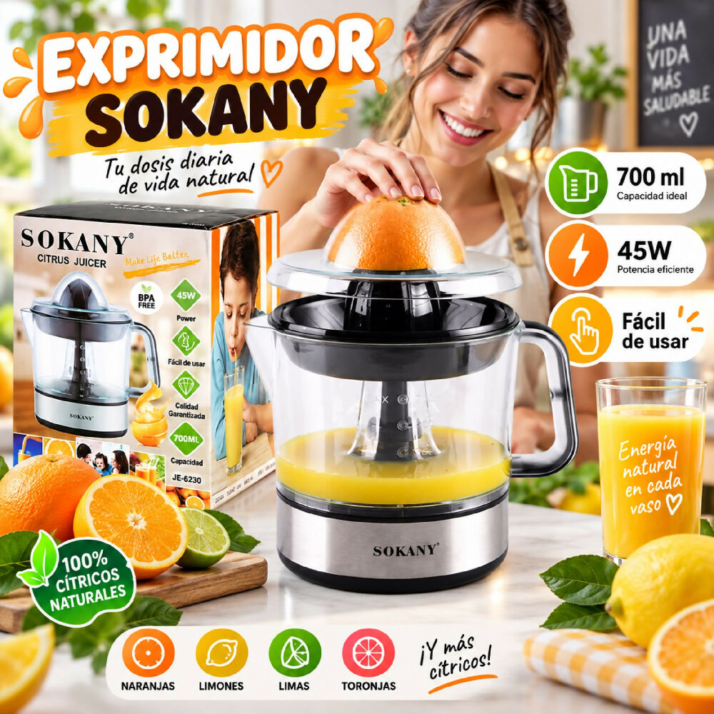 Exprimidor Eletrico De Cítricos Sokany Con Jarra De 700Ml 45W JE-623D