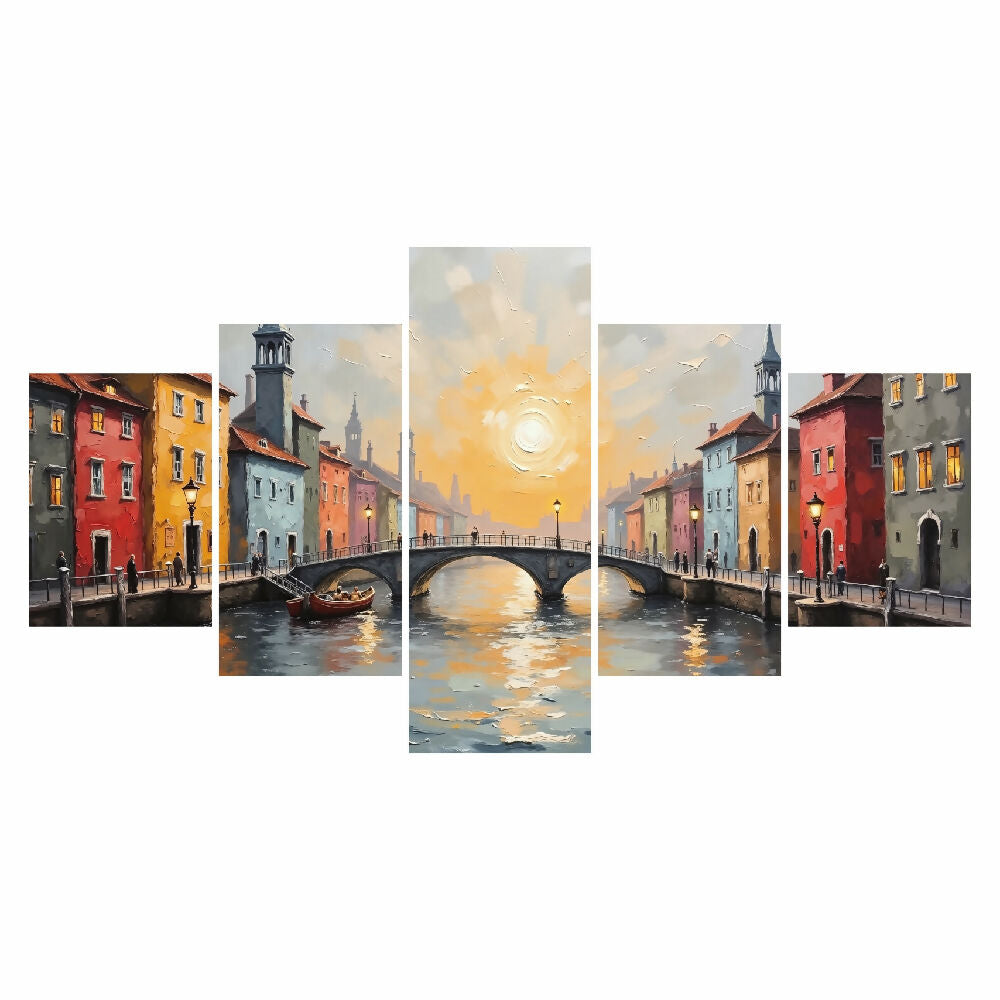 Lienzo Moderno Puente del Sol 5 Piezas 134x72cm