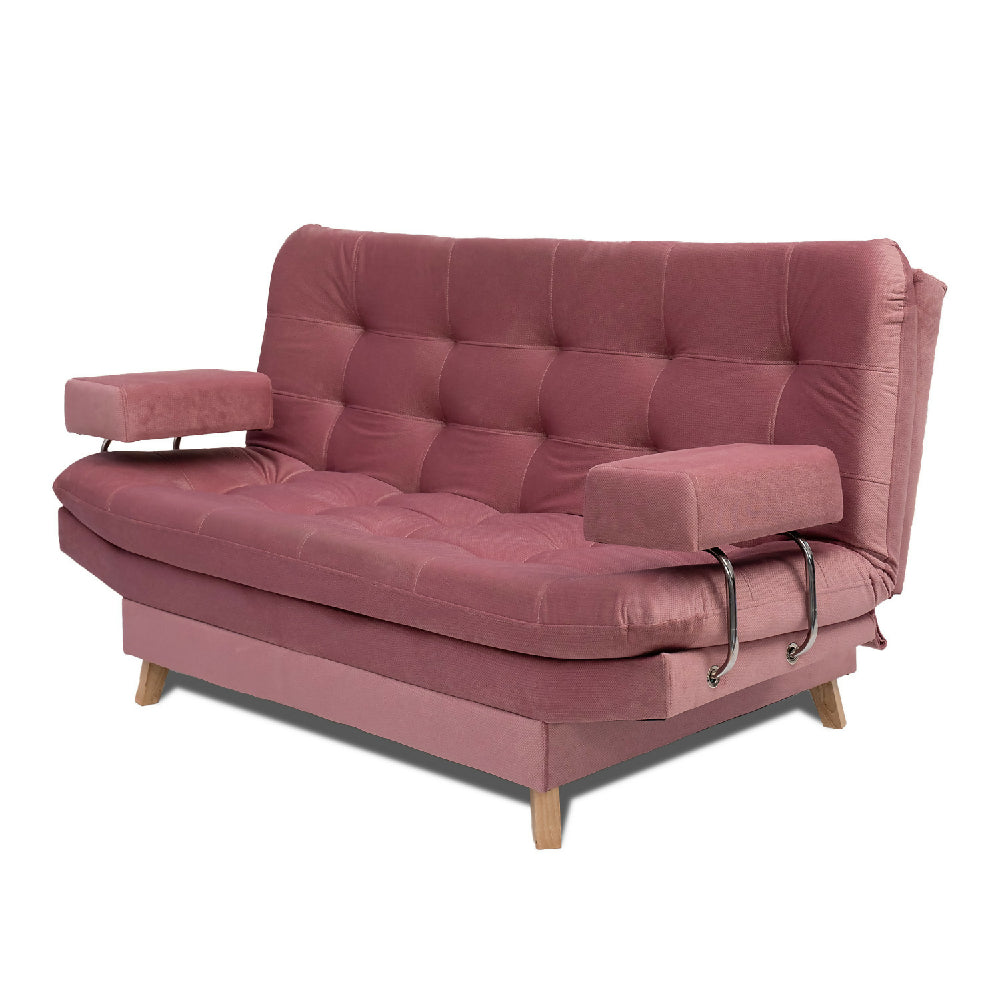 Sofá Cama Valencia Rosa + Puff