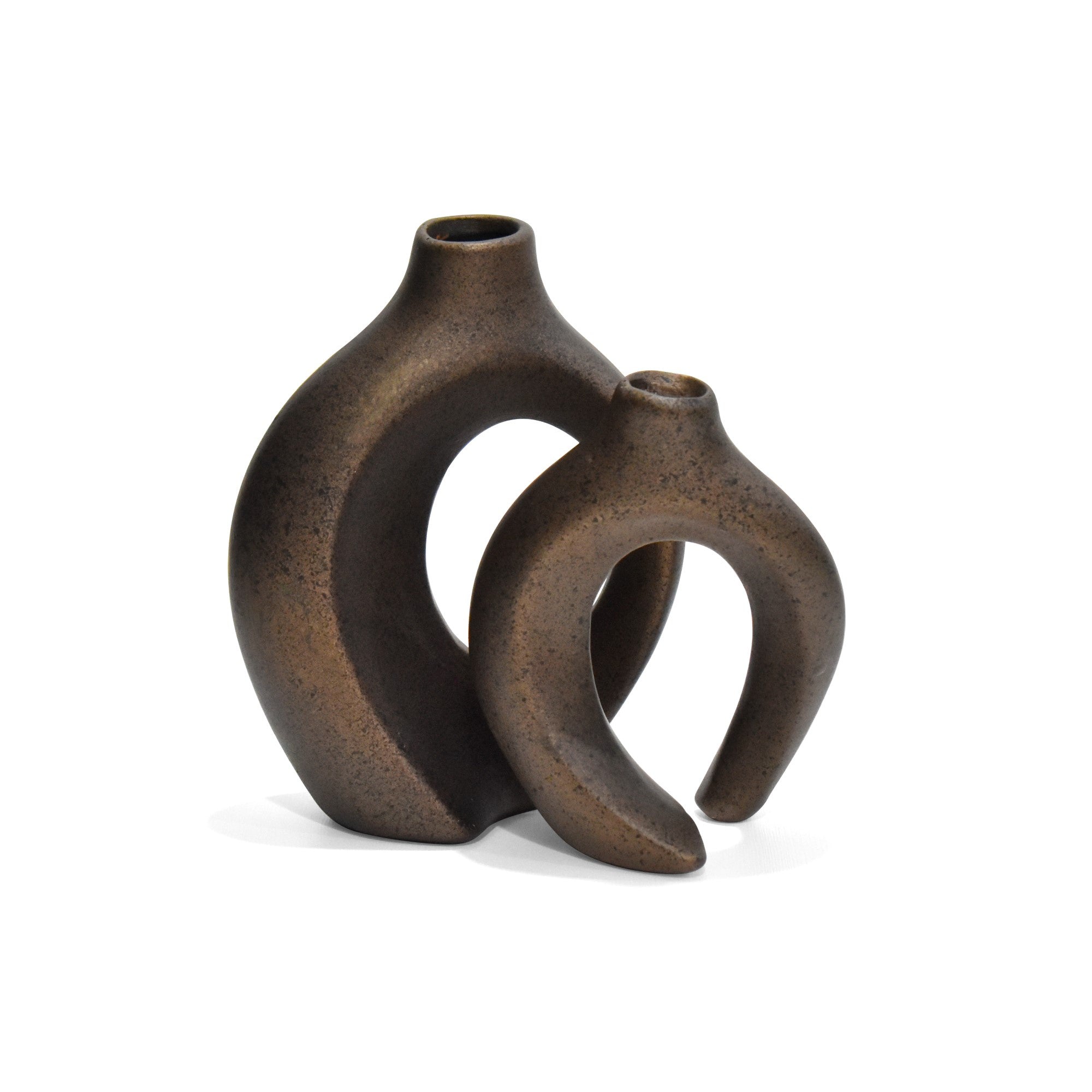 Set de Floreros en Ceramica Aura Bronce