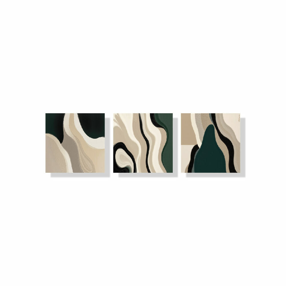 Lienzo Canvas Tríptico Curvas en la Tierra Set X3 34x34cm c/u