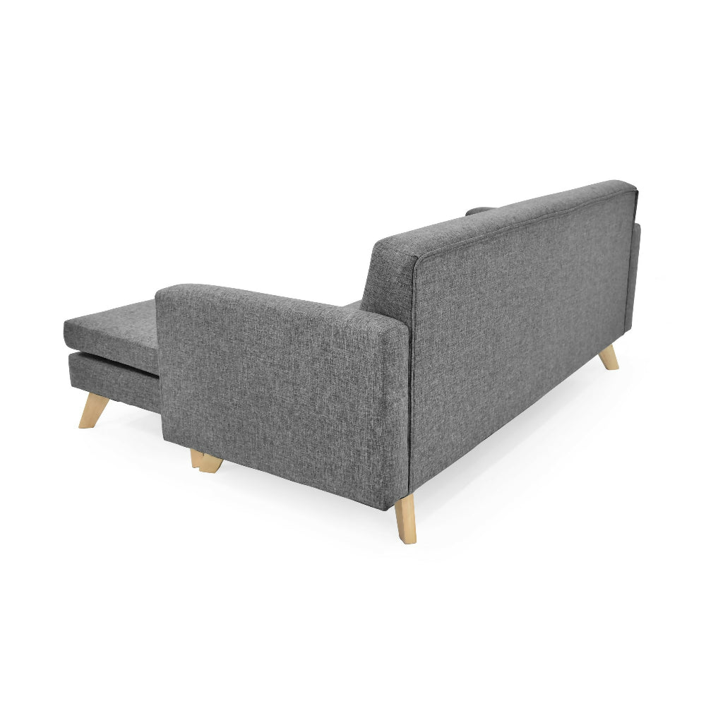 Sala en L Burdeos 192x140x82 Tela Gris