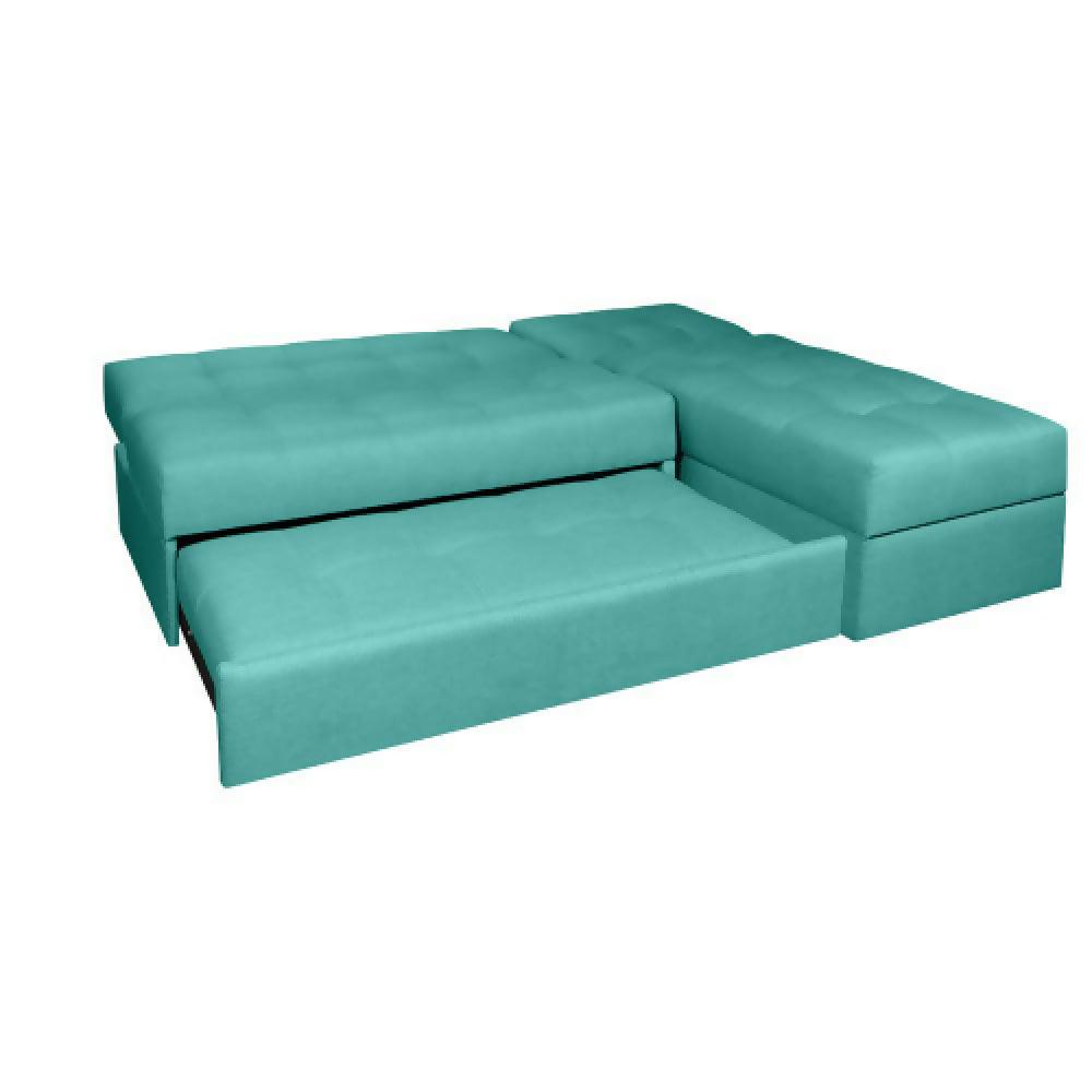 Sofá Cama Angela En L Con Brazos Antifluidos Turquesa