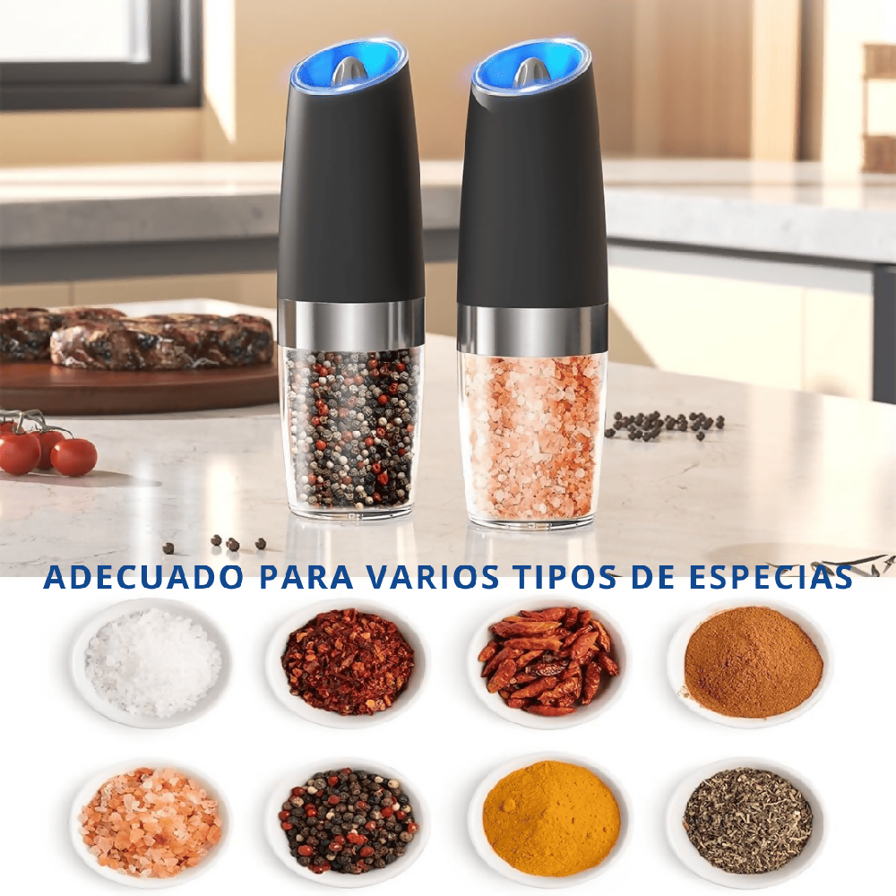 Molinillo Eléctrico De Sal Y Pimienta Automático 150ml Con Sensor De Gravedad
