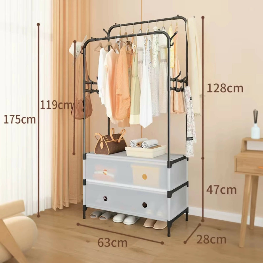 Zapatero Perchero Doble De Lujo 63CM Con Base Para Zapatos Y Colgador De Ropa