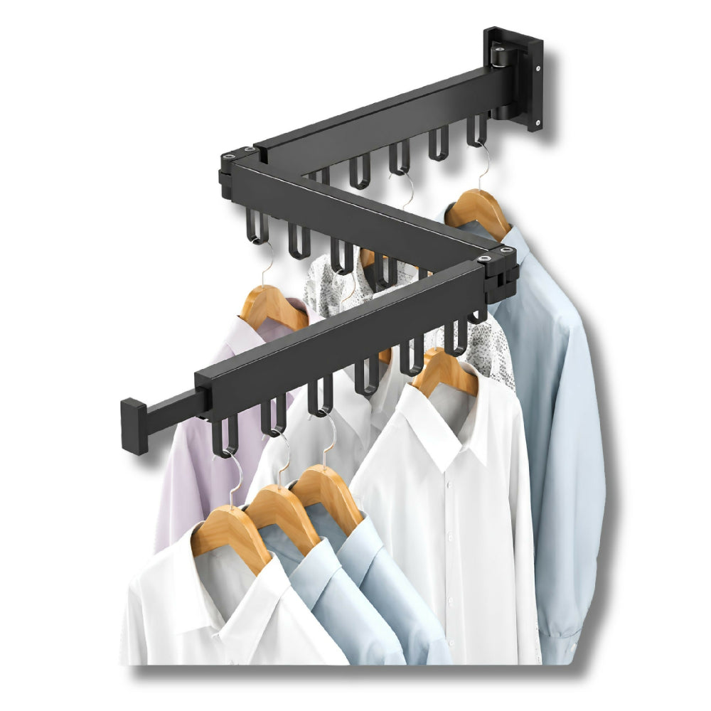 Colgador De Ropa Plegable Aluminio Negro Para Hogar Y Lavanderia Tendedero