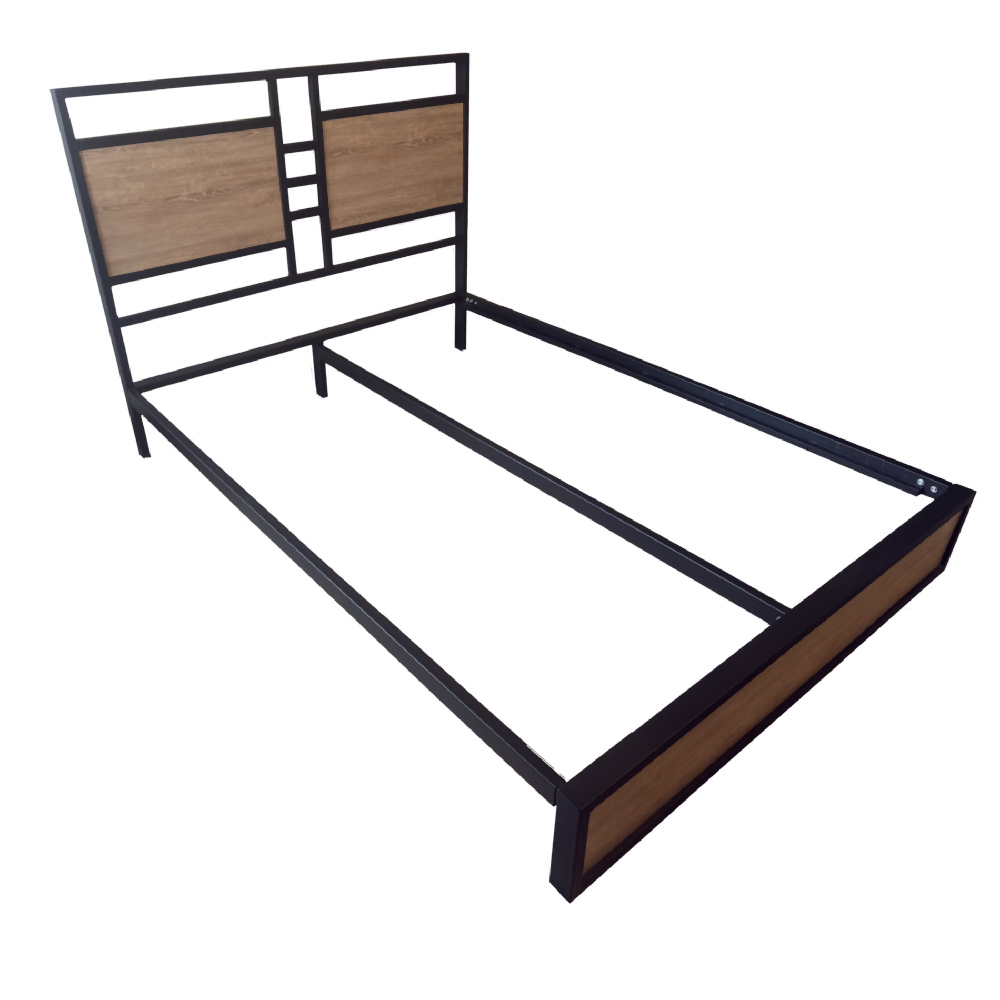 Cama Queen Metal Madera Amatista Cafe 160 x 190 x 24