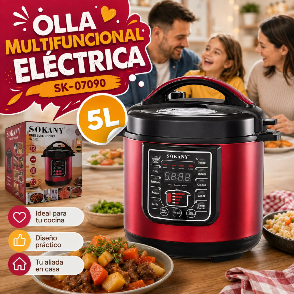 Olla A Presión Digital Multifuncional Sokany SK-07090 De 5 Litros