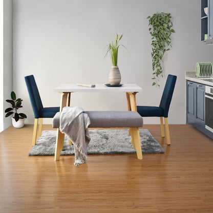 Comedor 4P Lugo Matiz Sillas Viena y Butaco Plata Azul