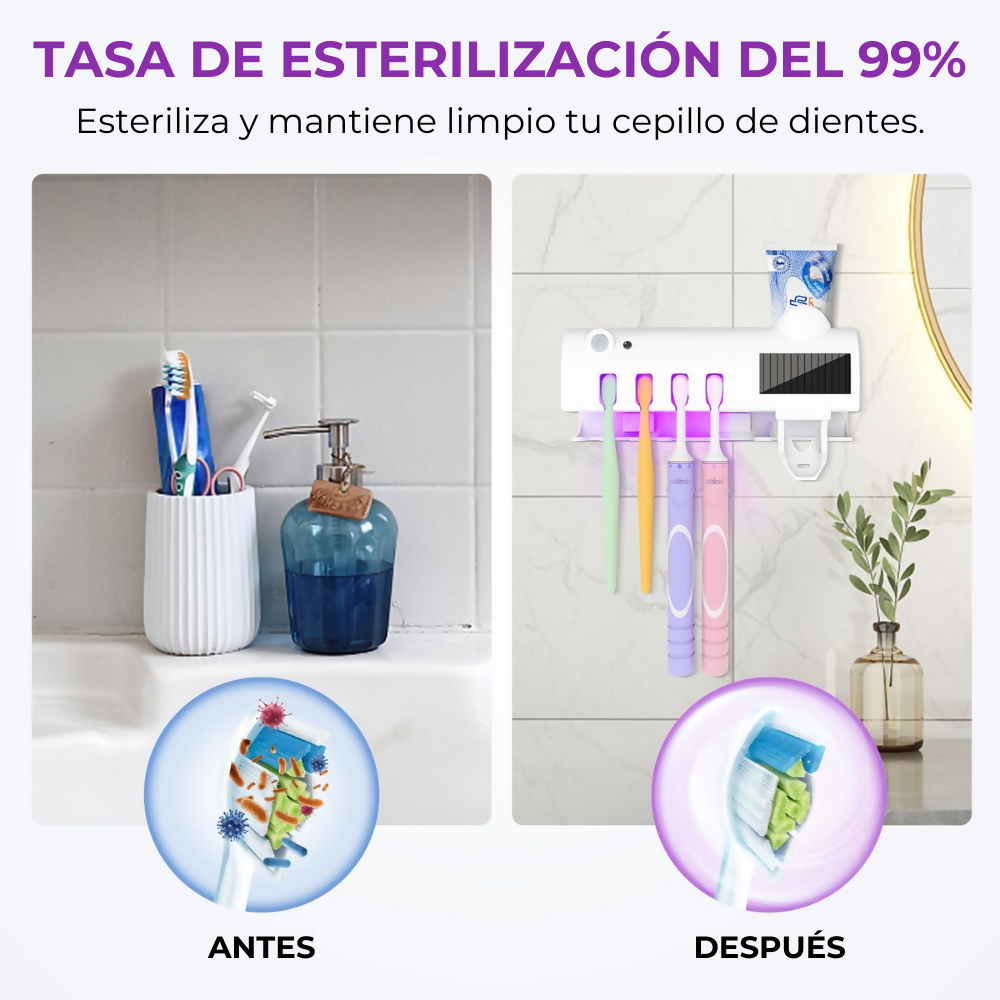 Soporte Cepillos Dispensador Crema Dental Esterilizador UV