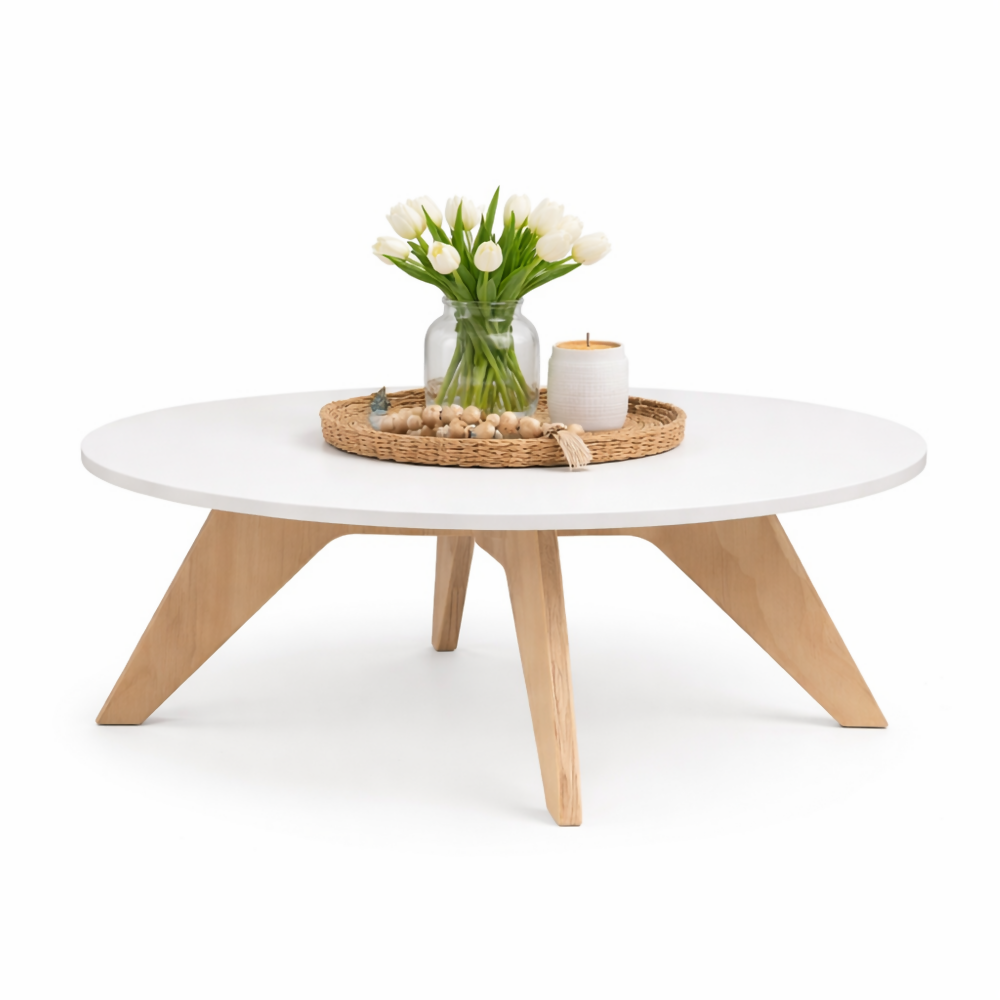 Sala Sofá Cama 92x 174x93cm + Puff + Mesa de Centro Beige