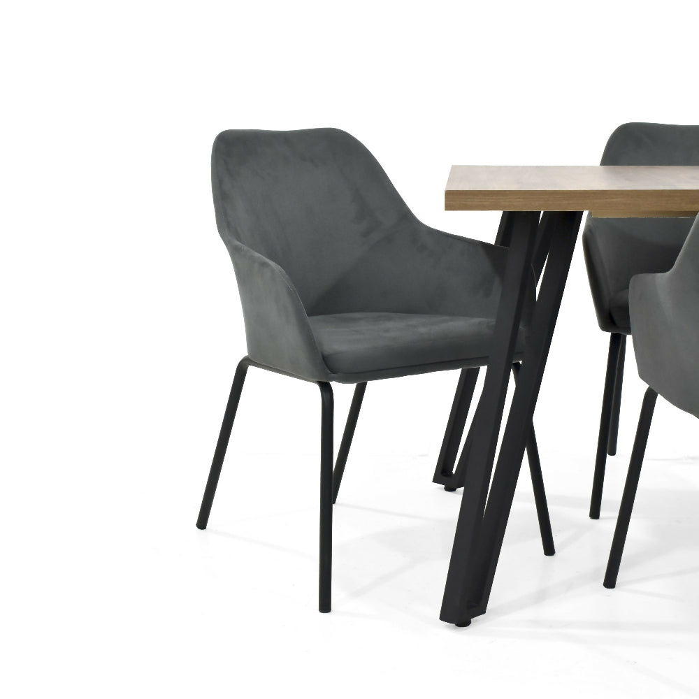 Set de Comedor Forest con 4 Sillas Mendoza Tela Gris