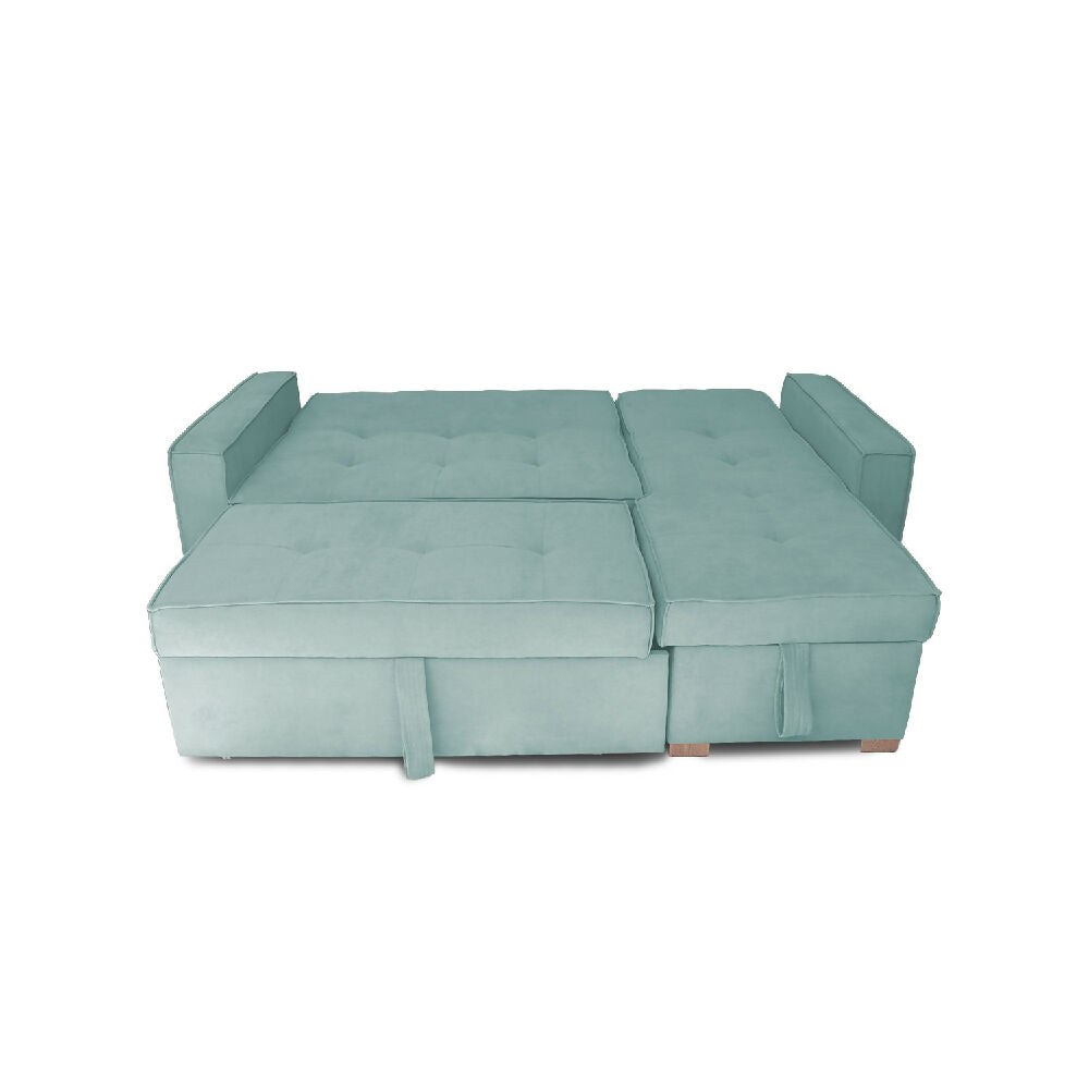 Esquinero Baúl Marsella Multifuncional Reclinable Derecho Menta + Cojines Decorativos
