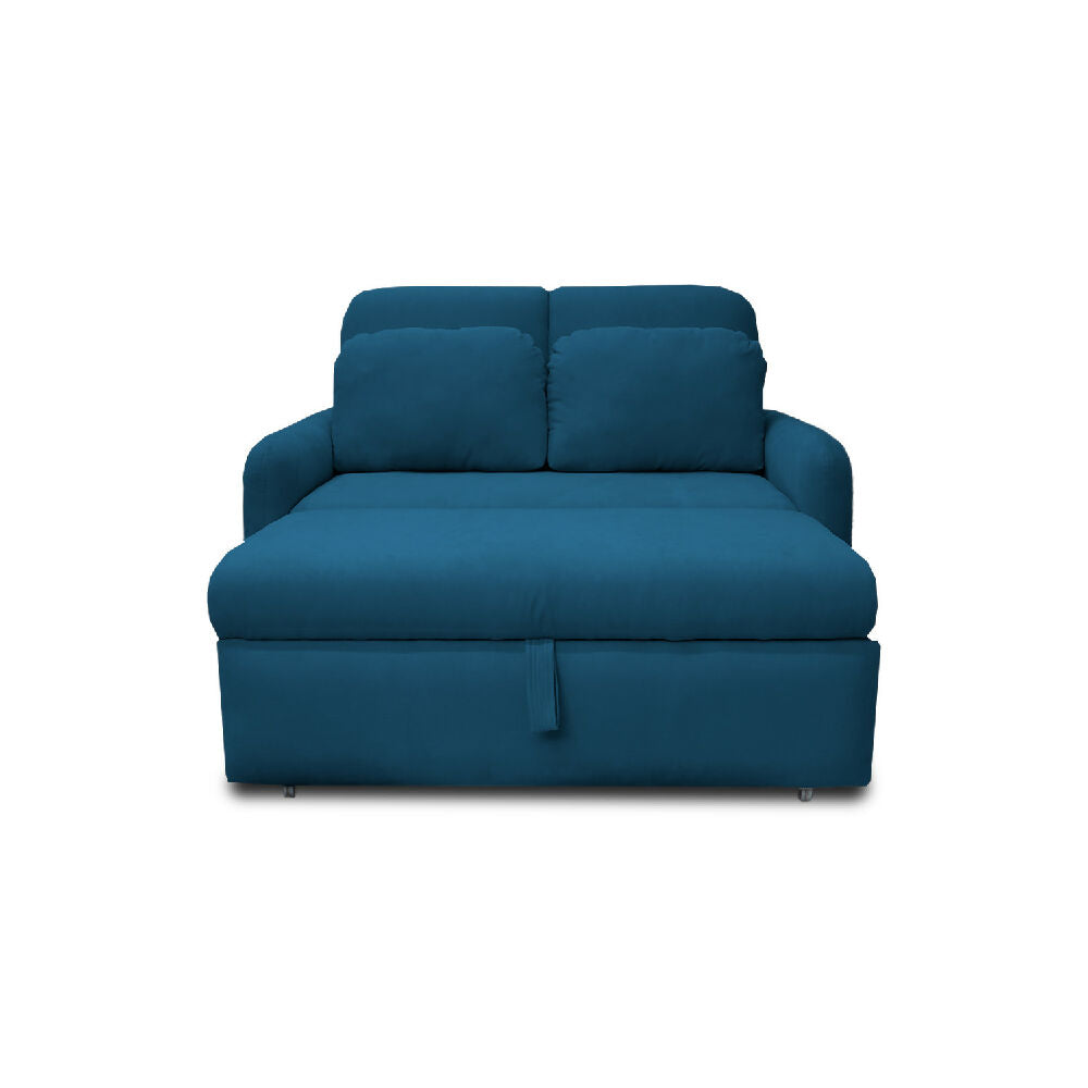 Sofacama Nube Multifuncional Carrito Reclinable Azul Petróleo + Cojines