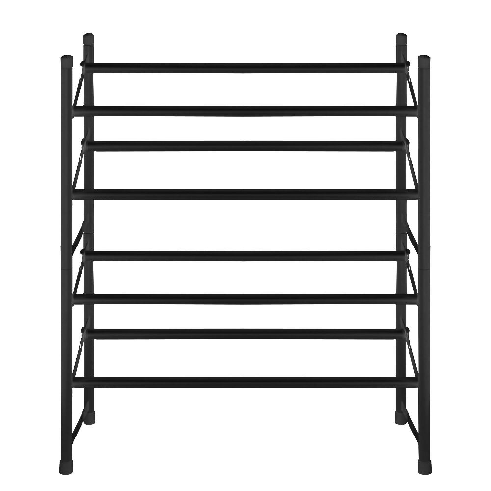 Zapatero de piso expandible 61 a 112 cm apilable 2 Niveles pintado negro