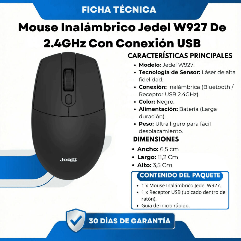 Mouse Inalámbrico Jedel W927 De 2.4GHz Con Conexión USB