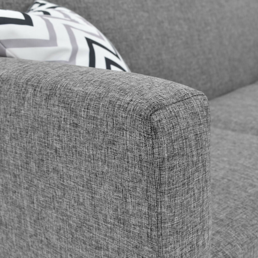 Sala en L Burdeos 192x140x82 Tela Gris