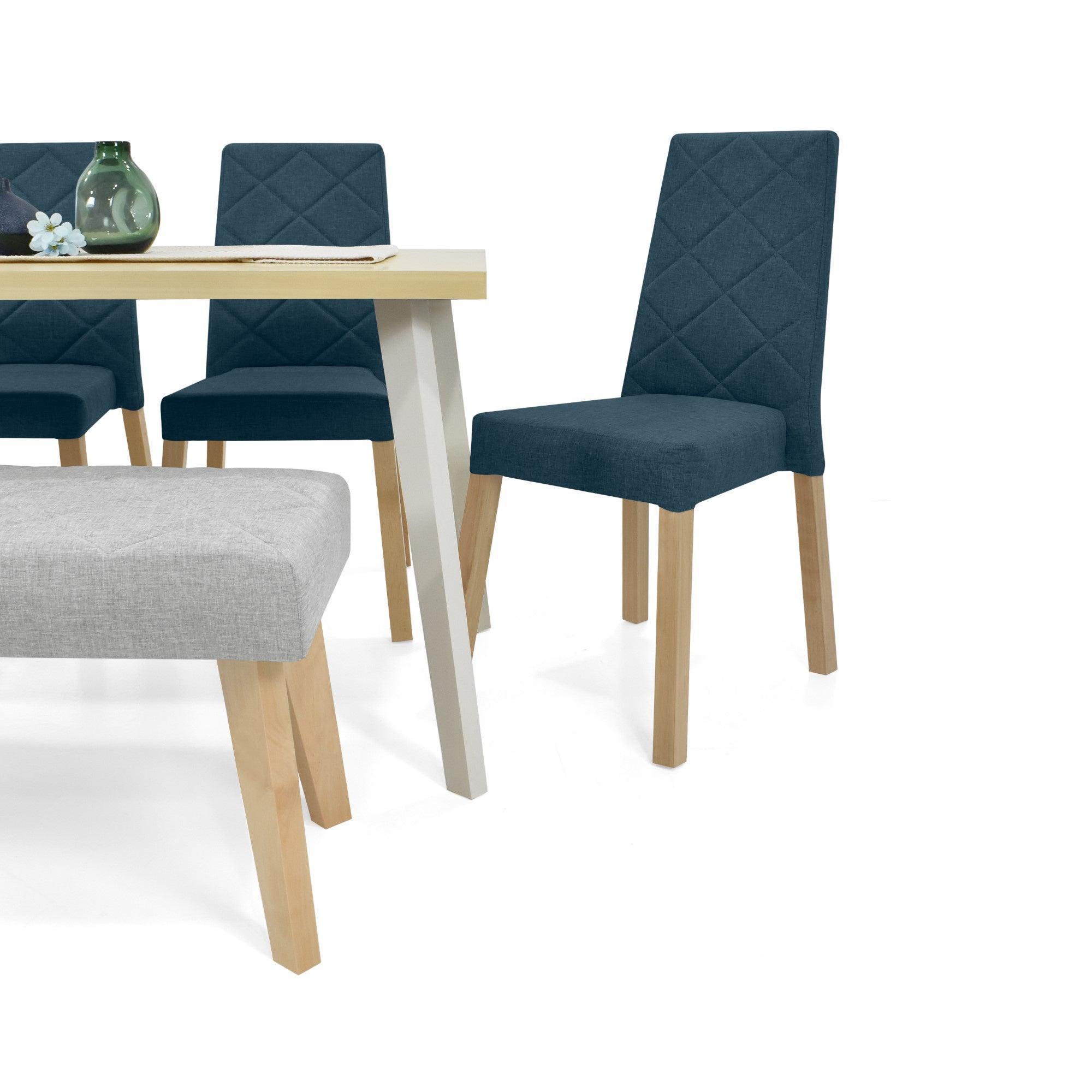Comedor 6 Puestos Liverpool con Butaco Tela Azul Plata