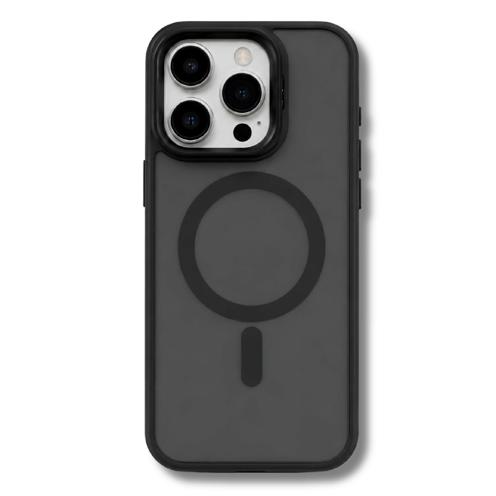 Forro Semi Transparente Para Celular Funda MagSafe Con Textura Suave Iphone 16 Pro Negro