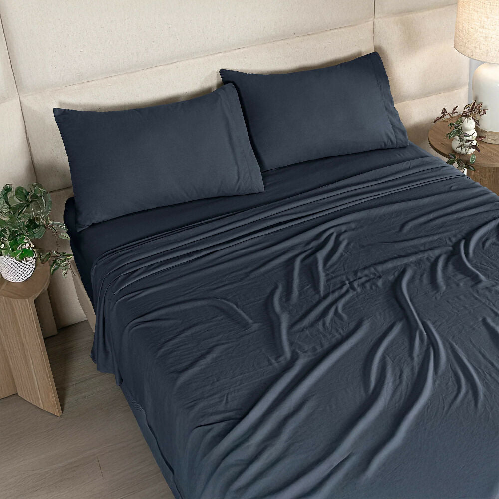 Sábanas Viasoft Washed Marino, para Cama Sencilla