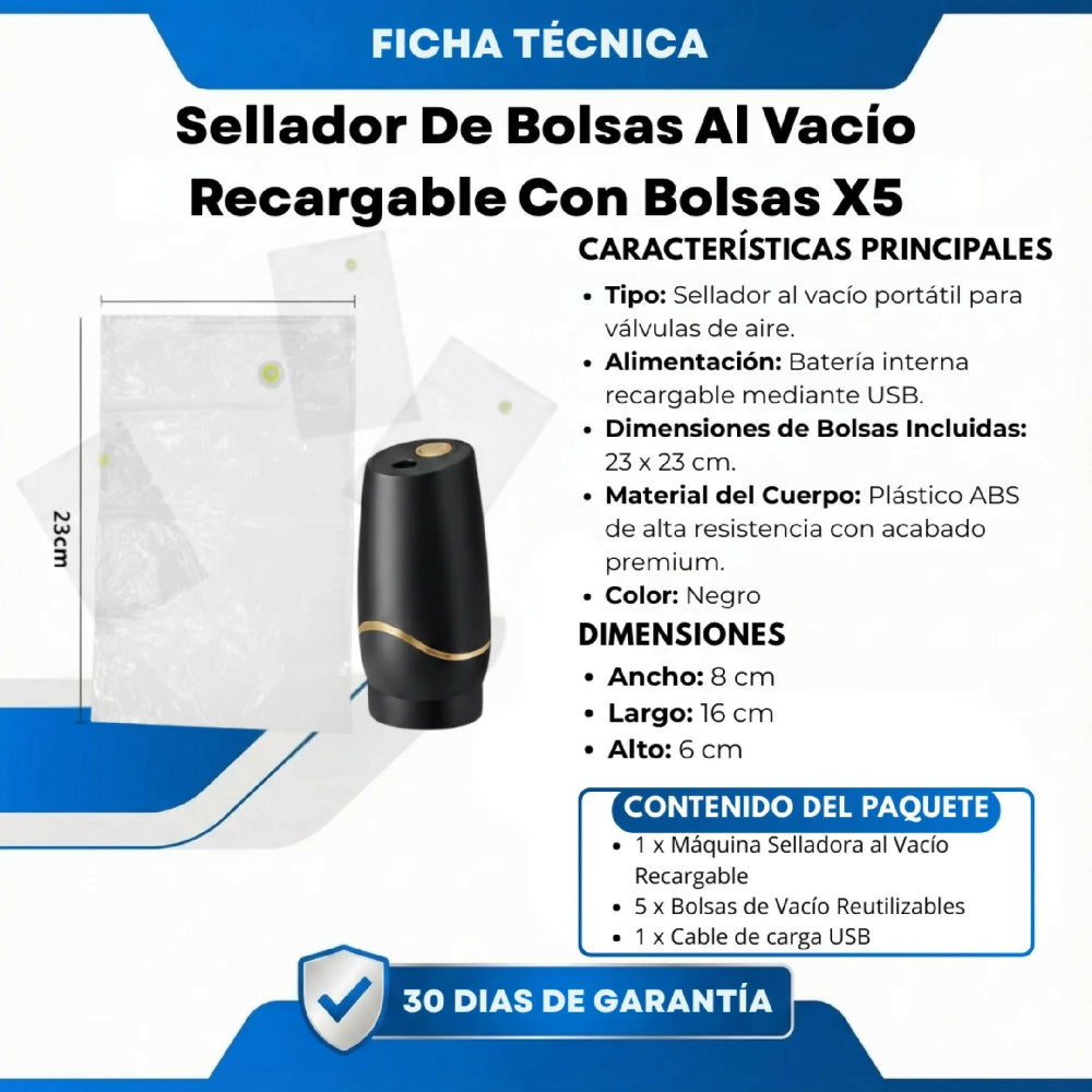 Sellador De Bolsas Al Vacío Portátil Recargable USB Máquina De Sellado Térmico