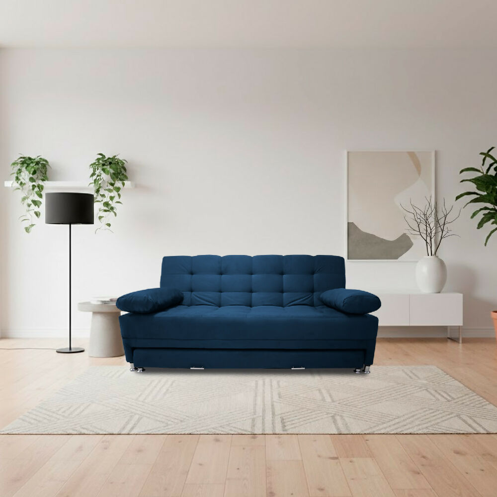 Sofá Cama Tarima Haller Tela Velvet 190X95X80 Azul Petroleo