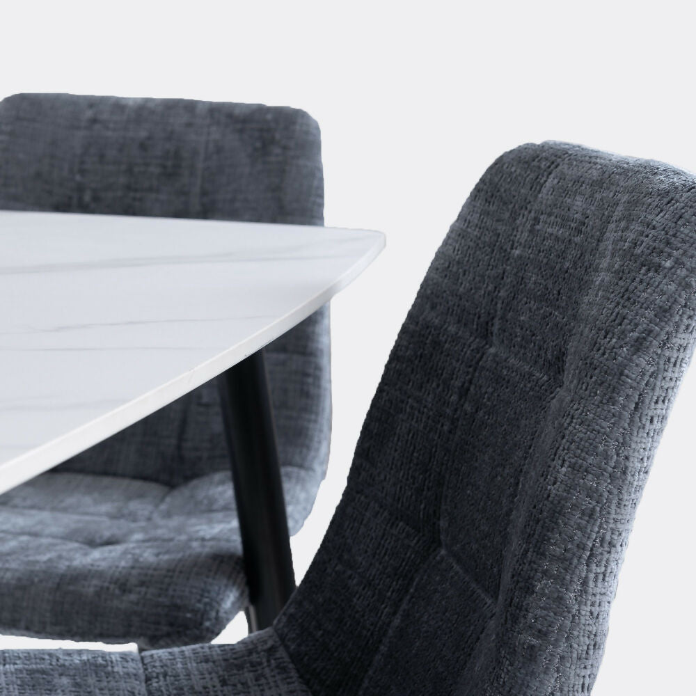 Juego de Comedor 4 Puestos en Piedra Sinterizada Gris Oscuro Adam