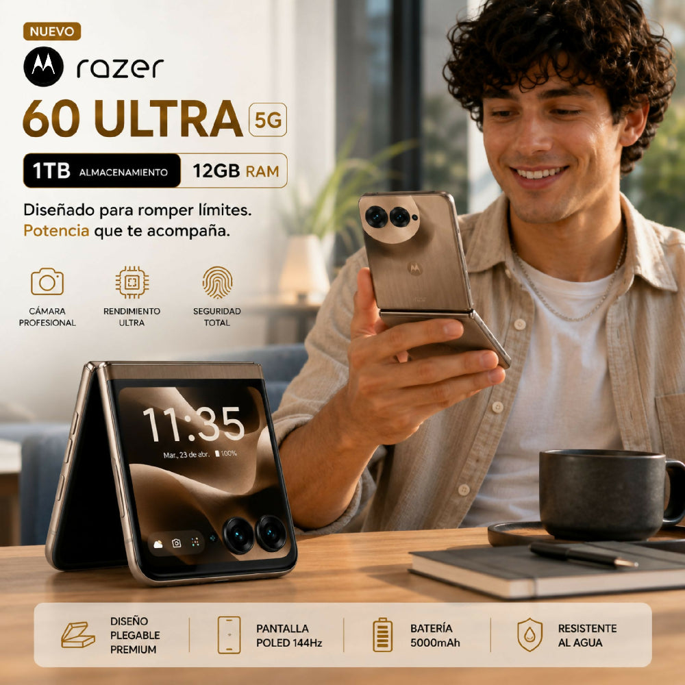 Teléfono Motorola Razr 60 Ultra 1TB Marrón + Kit Regalo Reloj Inteligente Y Audífonos
