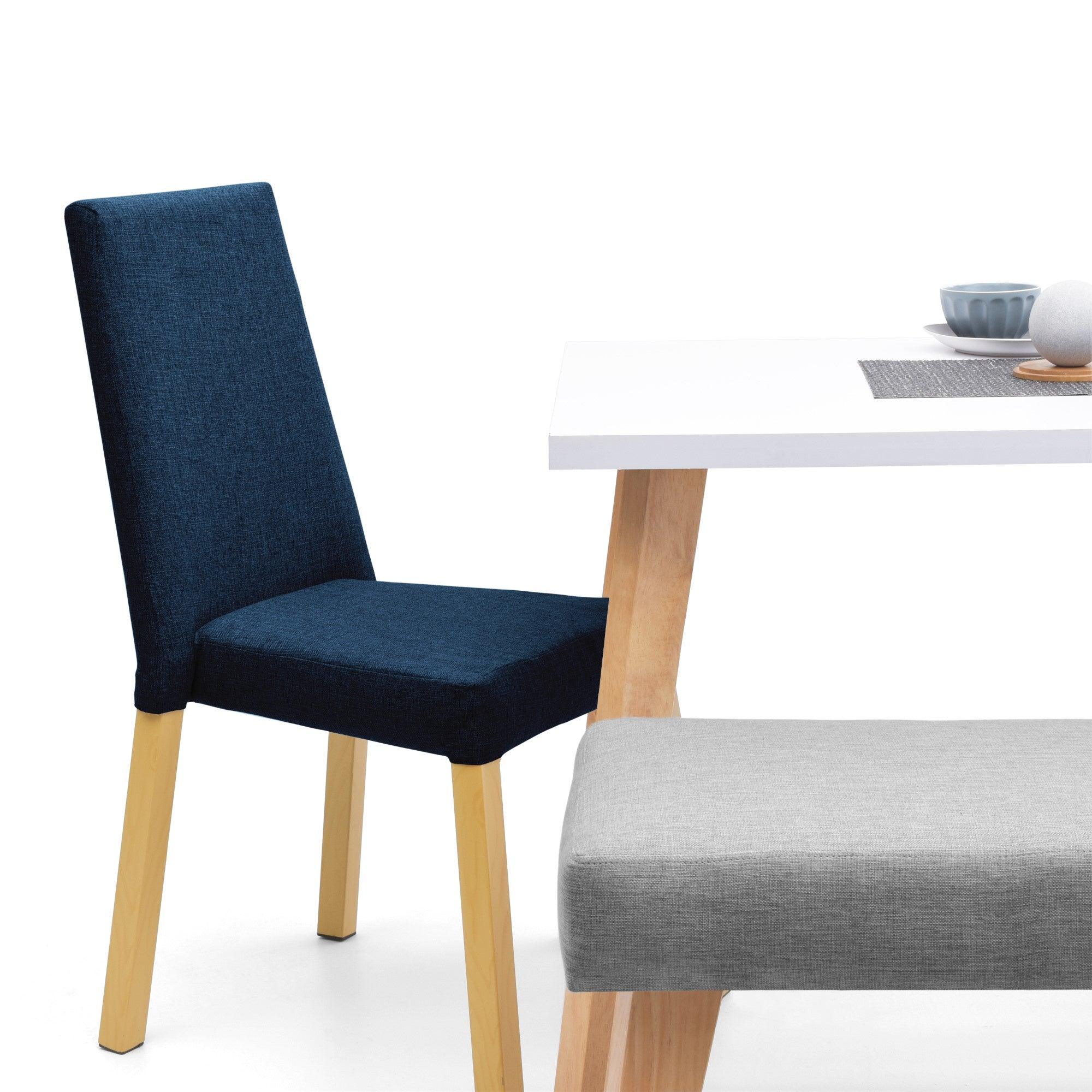 Comedor 4 Puestos Lugo Matiz Sillas Viena y Butaco Plata Azul