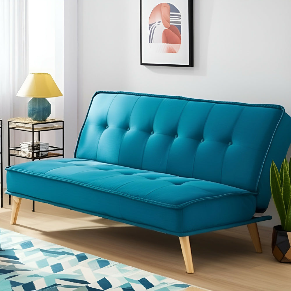 Sofa Cama Chic 3 Puestos Tela Azul