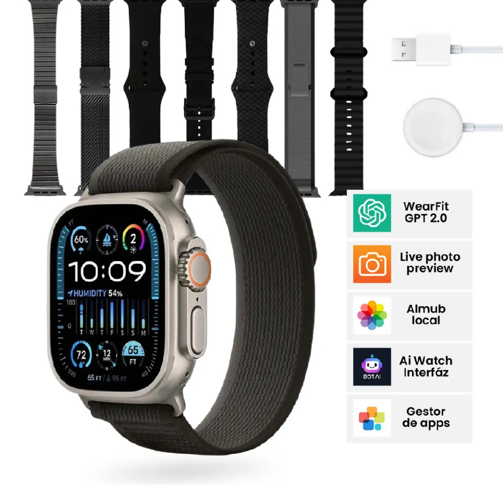 Smartwatch H9 Ultra Plus Mobulaa Bluetooth Reloj Inteligente Tipo Con Pantalla Grande, Llamadas Y Notificaciones
