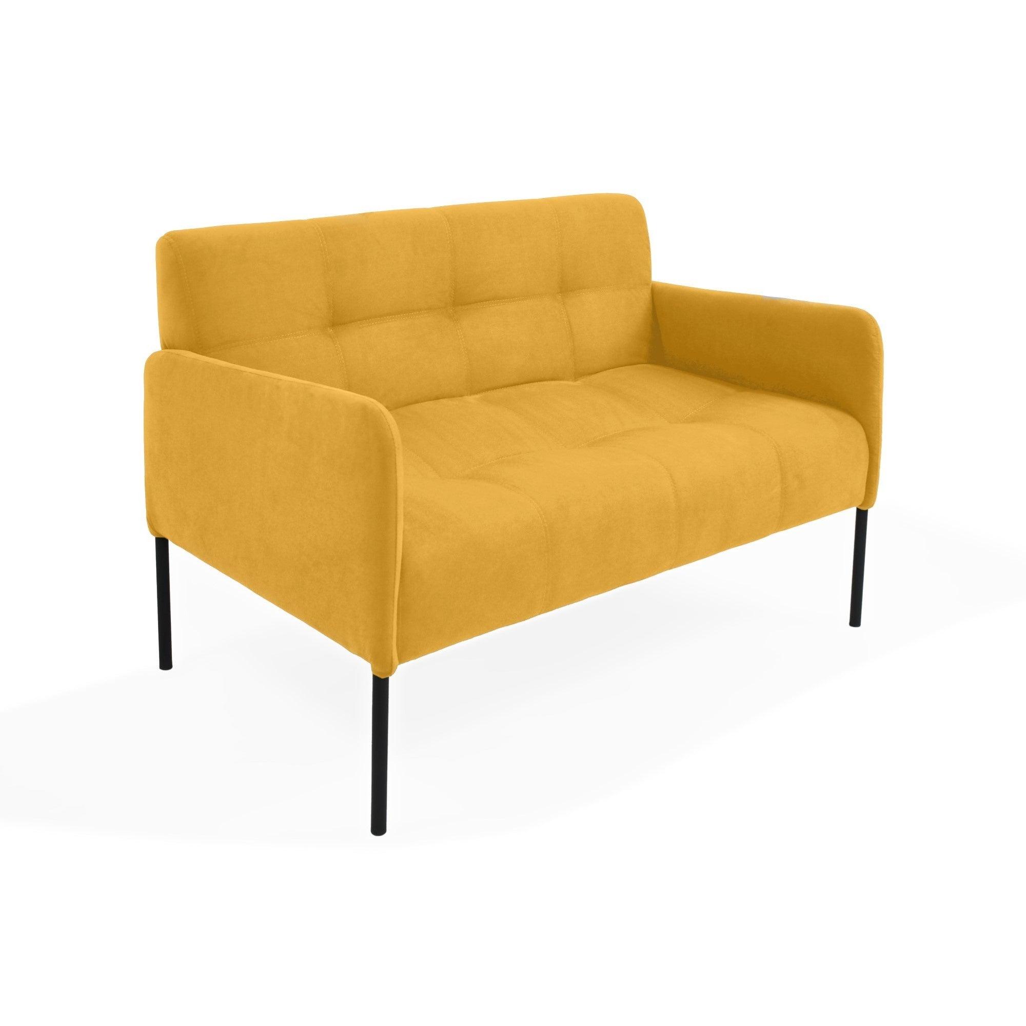 Sofa Olivia 2 Puestos Tela Mostaza