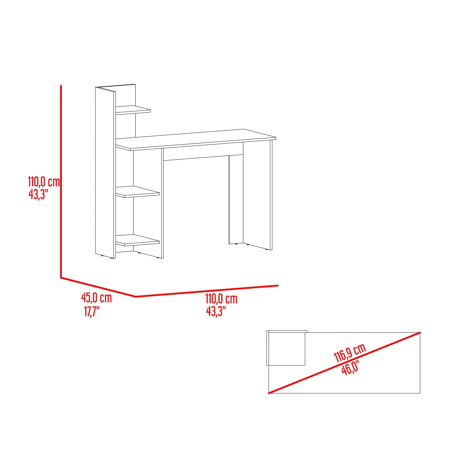 Escritorio Vilna 110, Cartagena y Blanco, con Amplia Superficie de Trabajo