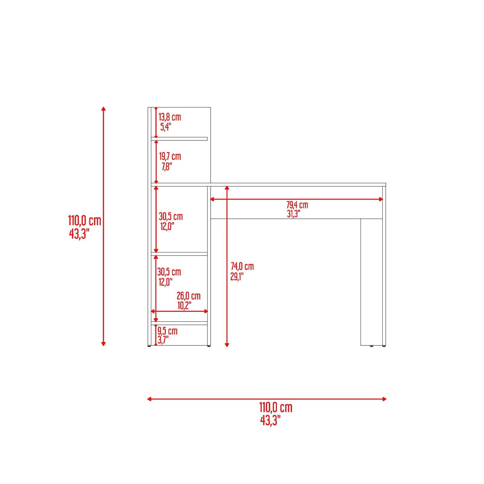 Escritorio Vilna 110, Cartagena y Blanco, con Amplia Superficie de Trabajo