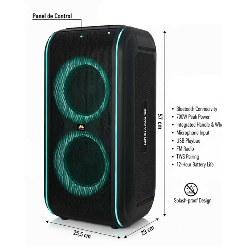 Parlante Bluetooth Movisun Elite160 Resistente De Salpicaduras Y Sonido Envolvente