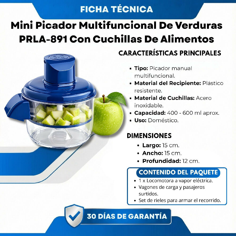 Mini Picador Multifuncional De Verduras PRLA-891 Con Cuchillas De Alimentos