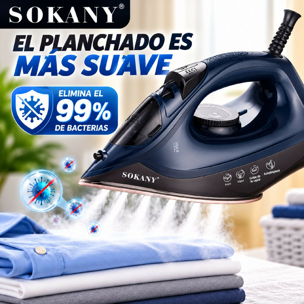 Plancha A Vapor Domestica Sokany SK-11041 Con Control De Temperatura Para Ropa