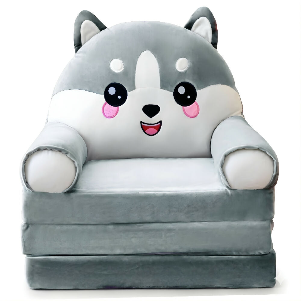Sofá Cama Plegable Para Niños Diseño Lobo Acolchado Y Cómodo