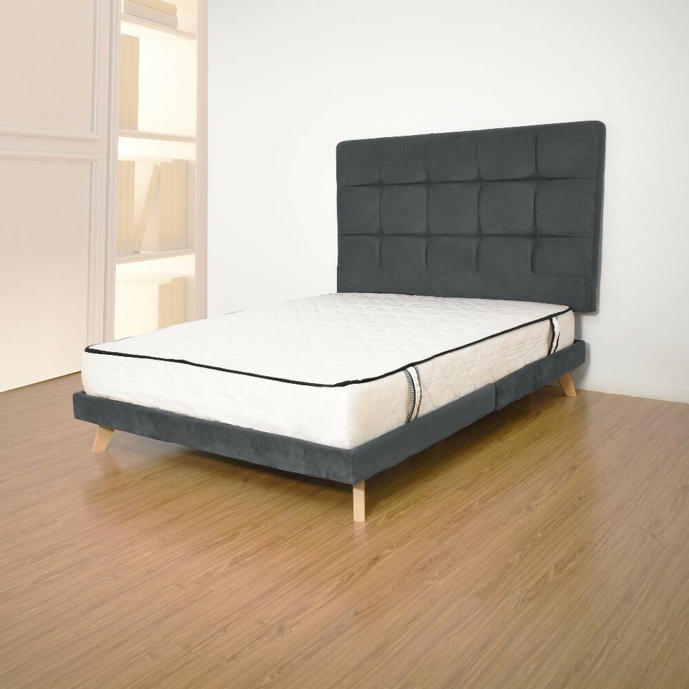 Set Cabecero Capitoneado Brend y Basecama Queen Gris